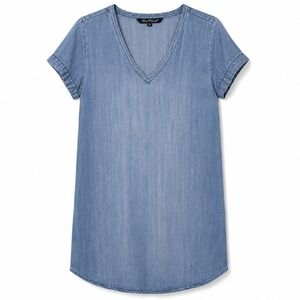 Velvet Heart Tencel Denim Shift Dress Medium Chambray V Neck Casual